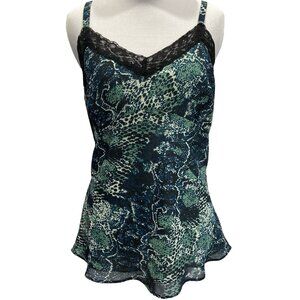 Y2K Babydoll Top Womens 16 Whimsigoth Witchy Forest Fairy Snakeskin Black Lace